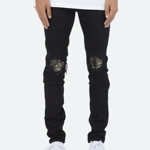 New Men’s MNML Jeans X231 Black Stretch Moto Denim Skinny Distressed Ripped Pant